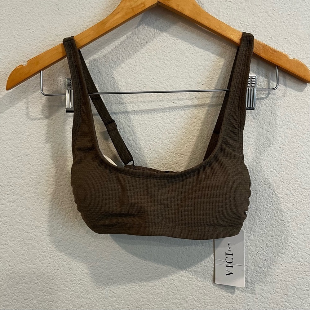 Vici brown rouched bikini top and bottom new with tags size xsmall